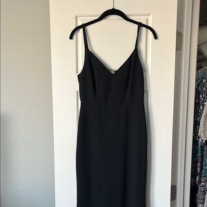 Lulu's Black Sheath Long Dress Spaghetti Strap V-Neck